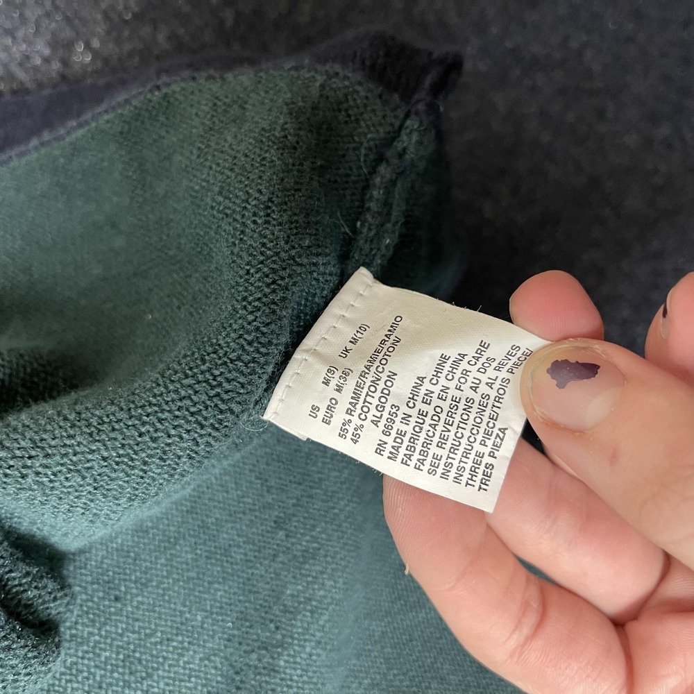 Vintage Leslie Fay Cardigan Sweater Womens Med Green Crewneck Crest Embroidered - Picture 3 of 9